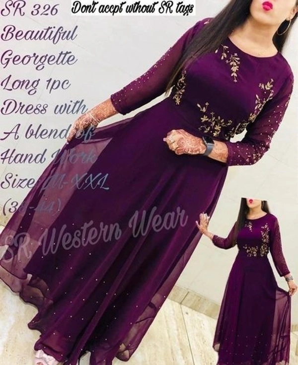  Attractive Embroidered Georgette Floor Length Gowns (SC1894201)  - L, Sidhu Collection 