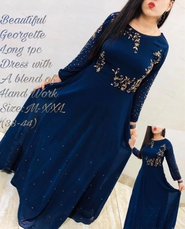  Attractive Embroidered Georgette Floor Length Gowns (SC1894201)  - M, Sidhu Collection 