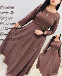  Attractive Embroidered Georgette Floor Length Gowns (SC1894201)  - L, Sidhu Collection 