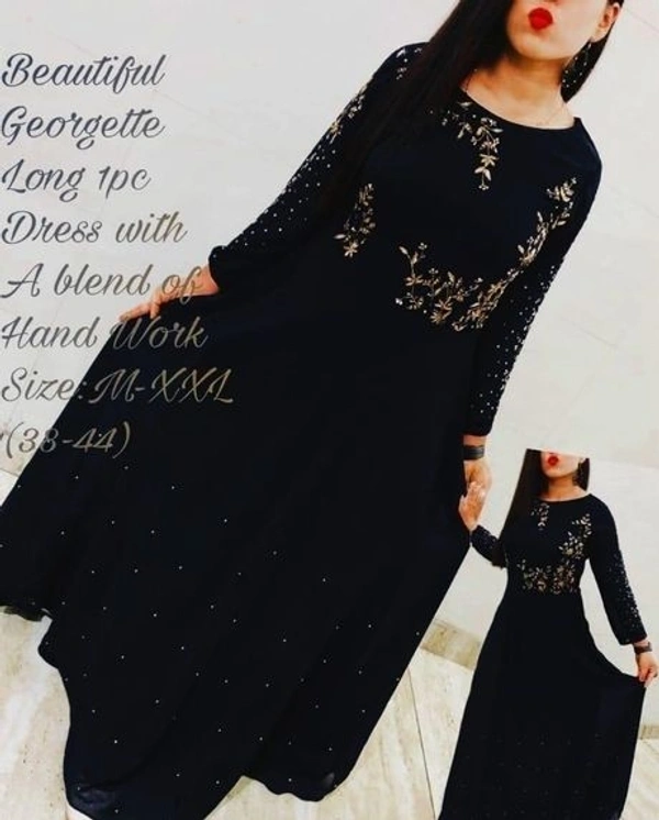  Attractive Embroidered Georgette Floor Length Gowns (SC1894201)  - L, Sidhu Collection 