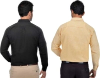 Khadi Solid Full Sleeves Regular Fit Formal Plus Size Shirts (Pack Of 2) (SC1686699)  - XL , Sidhu Collection 