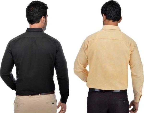 Khadi Solid Full Sleeves Regular Fit Formal Plus Size Shirts (Pack Of 2) (SC1686699)  - XL , Sidhu Collection 