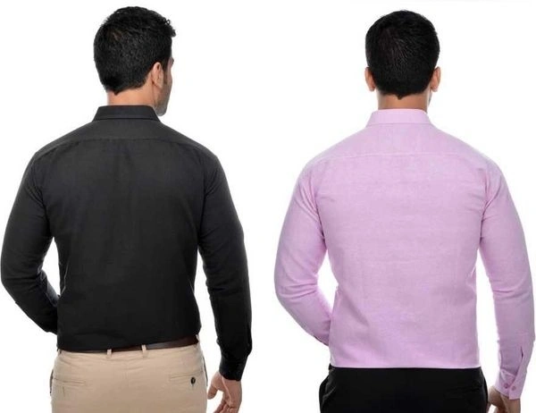 Khadi Solid Full Sleeves Regular Fit Formal Plus Size Shirts (Pack Of 2) (SC1686699)  - 3XL , Sidhu Collection 