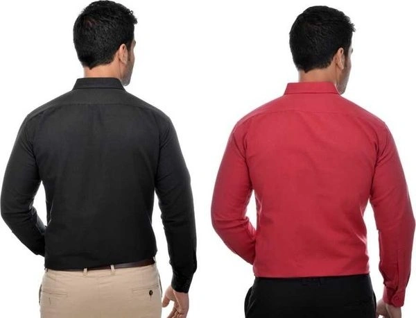 Khadi Solid Full Sleeves Regular Fit Formal Plus Size Shirts (Pack Of 2) (SC1686699)  - 3XL , Sidhu Collection 