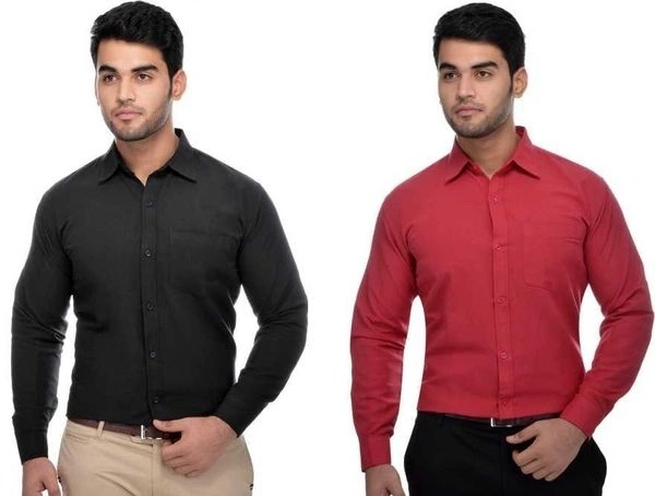 Khadi Solid Full Sleeves Regular Fit Formal Plus Size Shirts (Pack Of 2) (SC1686699)  - 3XL , Sidhu Collection 