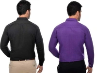 Khadi Solid Full Sleeves Regular Fit Formal Plus Size Shirts (Pack Of 2) (SC1686699)  - L, Sidhu Collection 