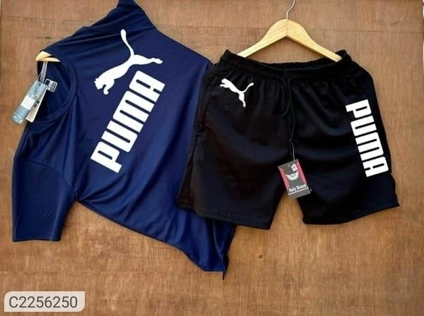 Cotton Printed Regular Fit Half Sleeves Tracksuits (SC2256253) - Navy Blue , XXL , Sidhu Collection