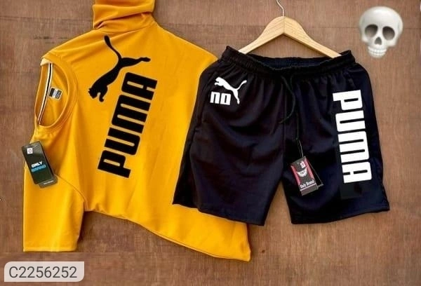Cotton Printed Regular Fit Half Sleeves Tracksuits (SC2256253) - Yellow, XXL , Sidhu Collection
