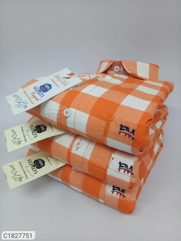 Cotton Checks Full Sleeves Regular Fit Casual Shirt Combo 3 (SC1827751) - Orange, Sidhu Collection , M L XL 