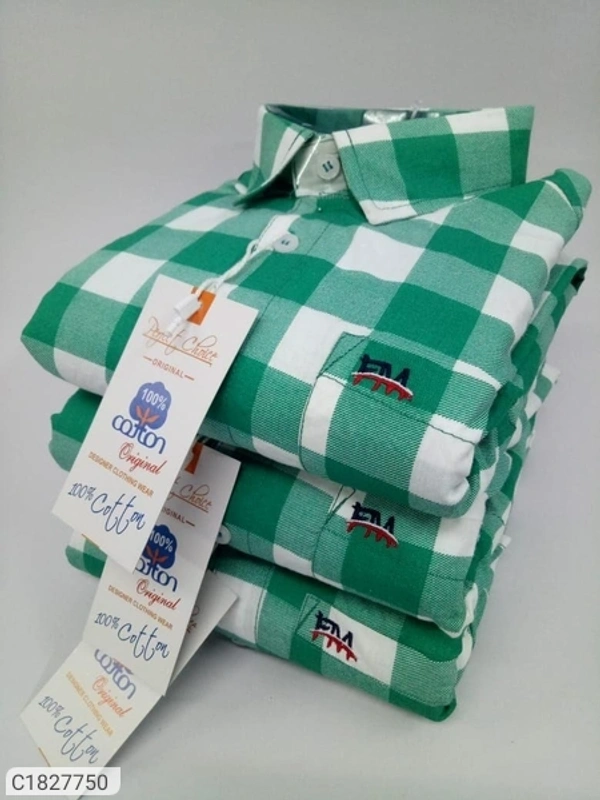 Cotton Checks Full Sleeves Regular Fit Casual Shirt Combo 3 (SC1827751) - Green , M L XL , Sidhu Collection 