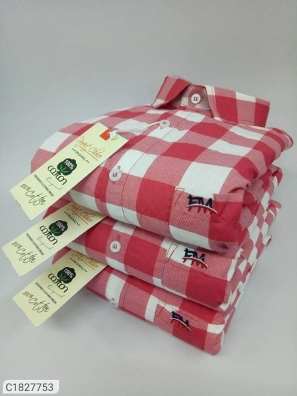 Cotton Checks Full Sleeves Regular Fit Casual Shirt Combo 3 (SC1827751) - Red, L , Sidhu Collection