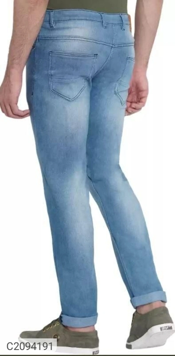  Cotton Blend Solid Regular Fit Mens Jeans (SC2094192)  - Blue, 36, Sidhu Collection