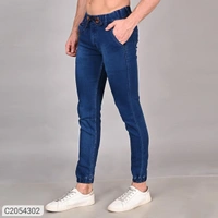 Denim Washed Slim Fit Mens Joggers (SC2054302)  - Blue, 30, Sidhu Collection