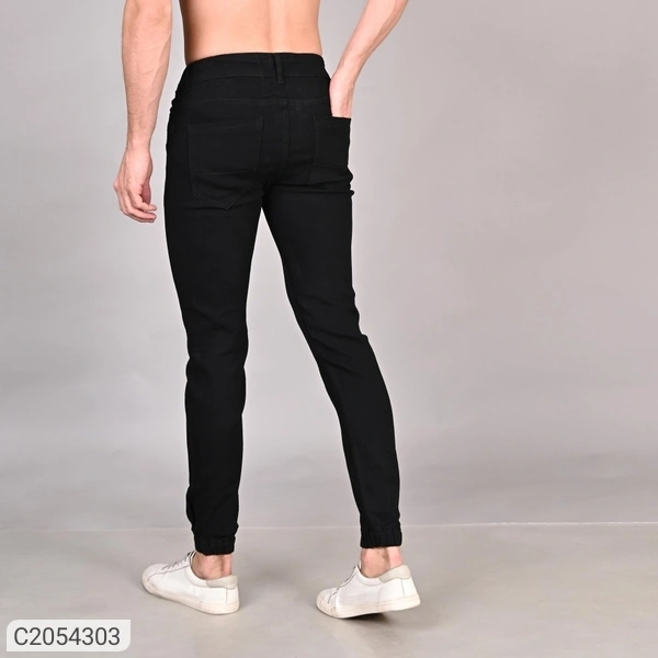 Denim Washed Slim Fit Mens Joggers (SC2054302)  - Black , 28, Sidhu Collection 