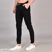 Denim Washed Slim Fit Mens Joggers (SC2054302)  - Black , 28, Sidhu Collection 