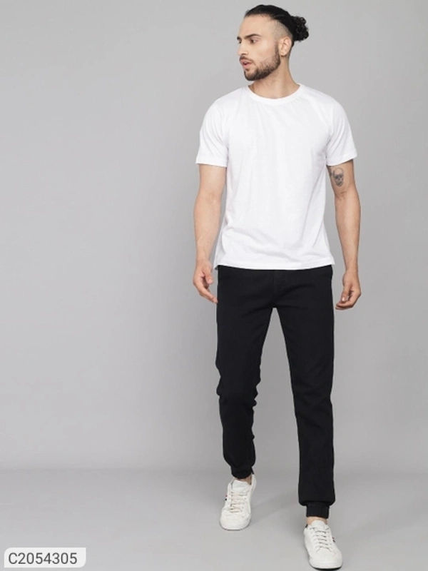 Denim Washed Slim Fit Mens Joggers (SC2054302)  - Black, 30, Sidhu Collection