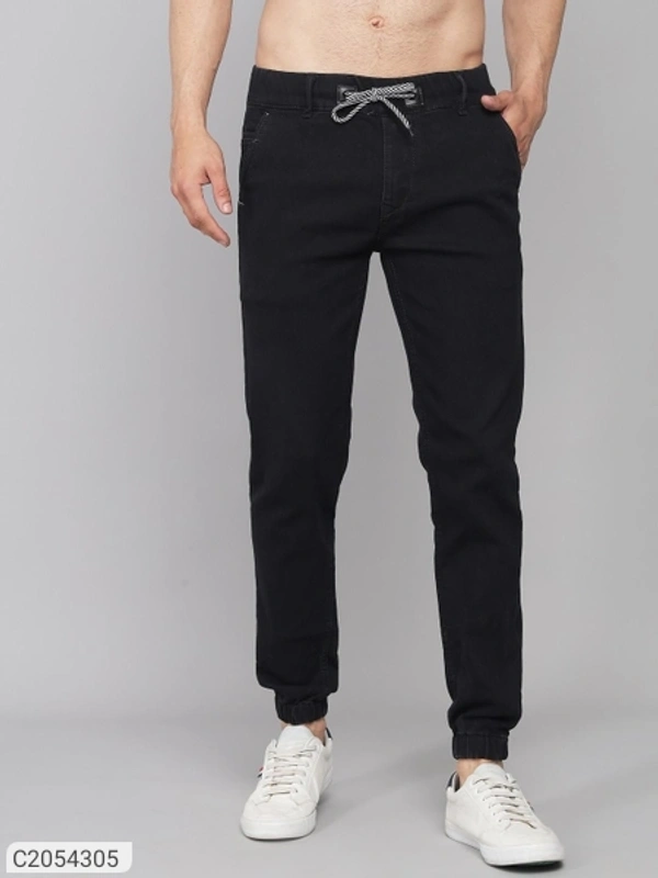 Denim Washed Slim Fit Mens Joggers (SC2054302)  - Black, 32, Sidhu Collection