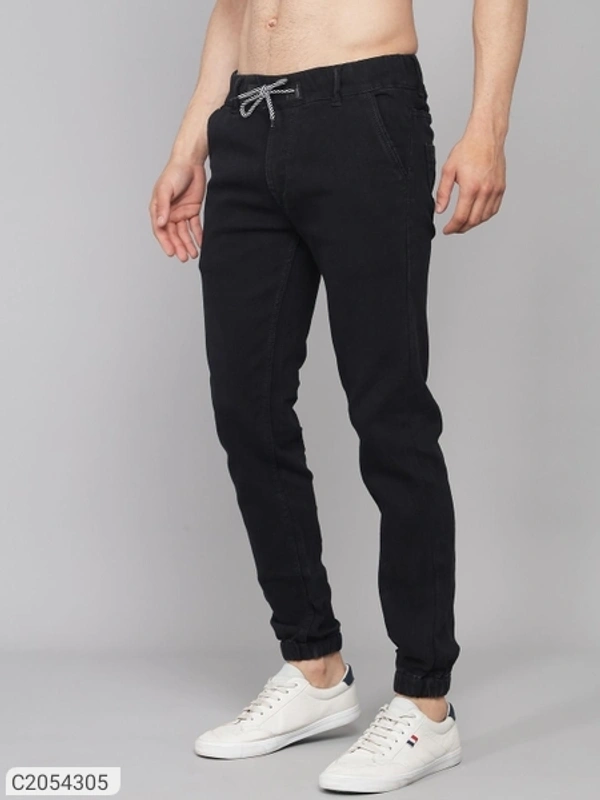 Denim Washed Slim Fit Mens Joggers (SC2054302)  - Black, 36, Sidhu Collection