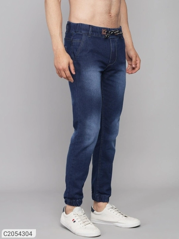 Denim Washed Slim Fit Mens Joggers (SC2054302)  - Blue, 32, Sidhu Collection