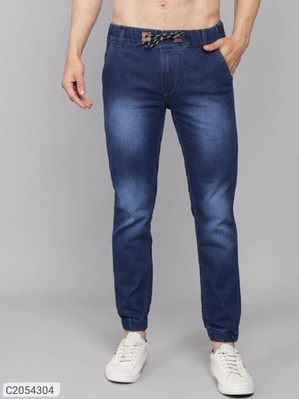 Denim Washed Slim Fit Mens Joggers (SC2054302)  - Blue, 32, Sidhu Collection