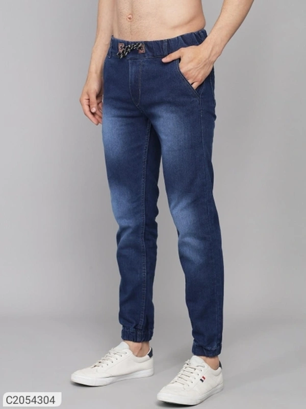 Denim Washed Slim Fit Mens Joggers (SC2054302)  - Blue, 32, Sidhu Collection