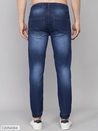 Denim Washed Slim Fit Mens Joggers (SC2054302)  - Blue, 34, Sidhu Collection