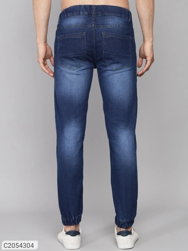 Denim Washed Slim Fit Mens Joggers (SC2054302)  - Blue, 34, Sidhu Collection