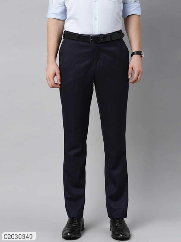  Lycra Blend Solid Regular Fit Mens Formal Trousers (SC2030349)  - Black , 30, Sidhu Collection 