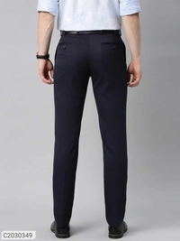  Lycra Blend Solid Regular Fit Mens Formal Trousers (SC2030349)  - Black, 32, Sidhu Collection