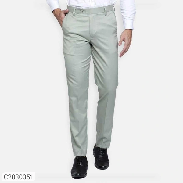  Lycra Blend Solid Regular Fit Mens Formal Trousers (SC2030349)  - Grey, 32, Sidhu Collection