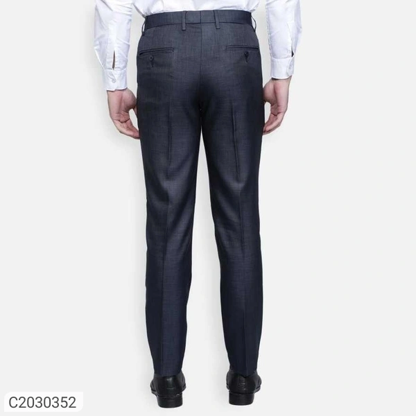  Lycra Blend Solid Regular Fit Mens Formal Trousers (SC2030349)  - Black, 32, Sidhu Collection