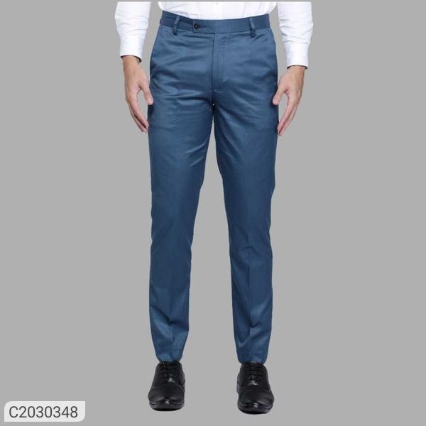Buy Men Navy Smart Fit Textured Flat Front Casual Trousers Online - 733512  | Louis Philippe