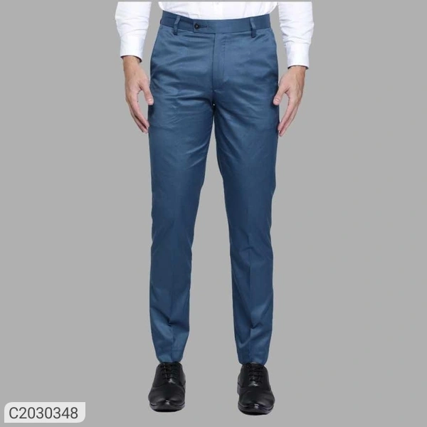  Lycra Blend Solid Regular Fit Mens Formal Trousers (SC2030349)  - Grey, 36, Sidhu Collection