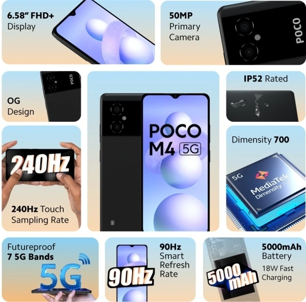 POCO M4 5G  - Power Black, 128 GB, 6 GB