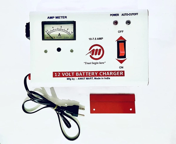 AK.Mart Ankit mart 12 Volt Battery Charger 10AMP Full Wave 12-Volt Battery Charger for ups, Inverter, Two-Wheeler or Four-Wheeler up to 220 ah Battery - 20*10*20, Black And Blue