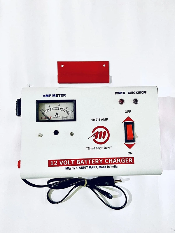 AK.Mart Ankit mart 12 Volt Battery Charger 10AMP Full Wave 12-Volt Battery Charger for ups, Inverter, Two-Wheeler or Four-Wheeler up to 220 ah Battery - 20*10*20, Black And Blue