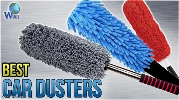 AM.Mart Car Duster Cleaning Dirt Dust Clean Brush Microfiber Dusting Tool Mop Gray Car Cleaning Products - Free Size, Blue, Black, New, Wool