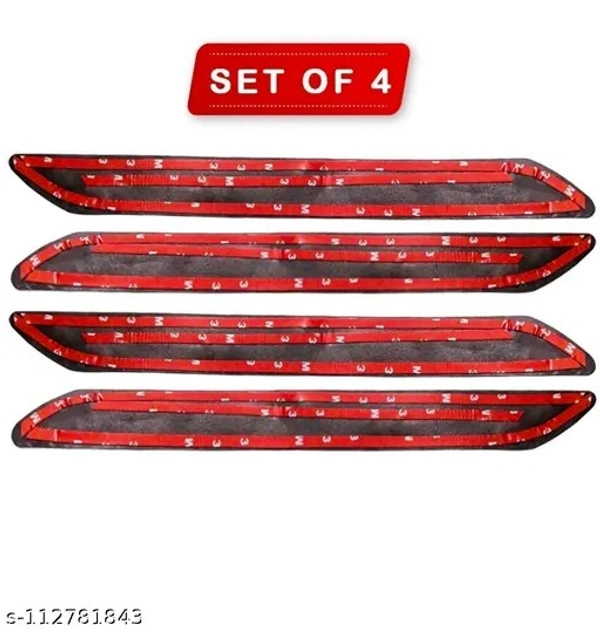 AM.Mart Car Bumper Protector Guard with Double Chrome Strip for Car 4Pcs - Black for All Cars - Free Size, Blue, New, Plastic
