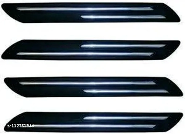 AM.Mart Car Bumper Protector Guard with Double Chrome Strip for Car 4Pcs - Black for All Cars - Free Size, Blue, New, Plastic