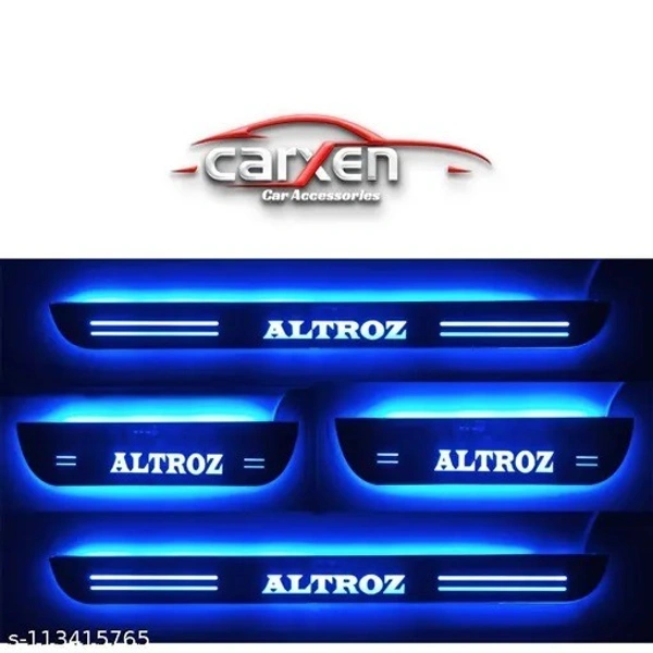 Car Door Foot Step Led Sill/Scuff Plate With Mirror Finish for TATA ALTROZ (Set of 4Pcs, Blue) - Free Size, Blue, New, Semicondtor