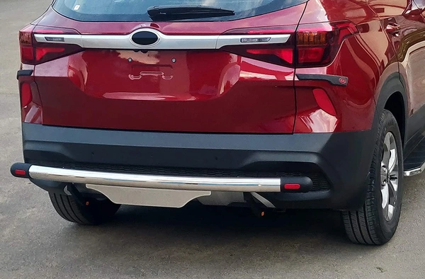 I.C.G Stainless Steel Rear Bumper  Cumper Protector | SS Dx Grand | for KIA Seltos All Variants | Only for The Car Year of Manufacturing 2019 -Present | - FIT, crom/silver, NEW, iron /steel