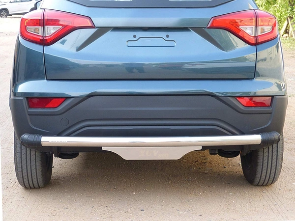 I.C.G long Durable high Gloss Stainless Steel Cars Bumpers | Eye Catchy end caps Fitted Rear Bumper Protector|for Mahindra XUV 300 |2019 - Present|fits All Variant| SS Dx| - FIT, steel/crom, NEW, STEEL/IRON