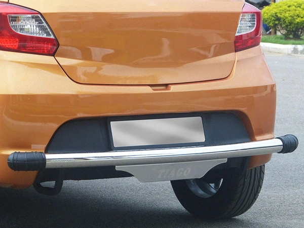 I.C.GGloss Stainless Steel Rear Bumper Protector | SS Dx | for Tata Tiago All Variants | Only for The Car Year of Manufacturing 2016 -Present | - FIT, SILVER/CROM, NEW, IRON/STEEL