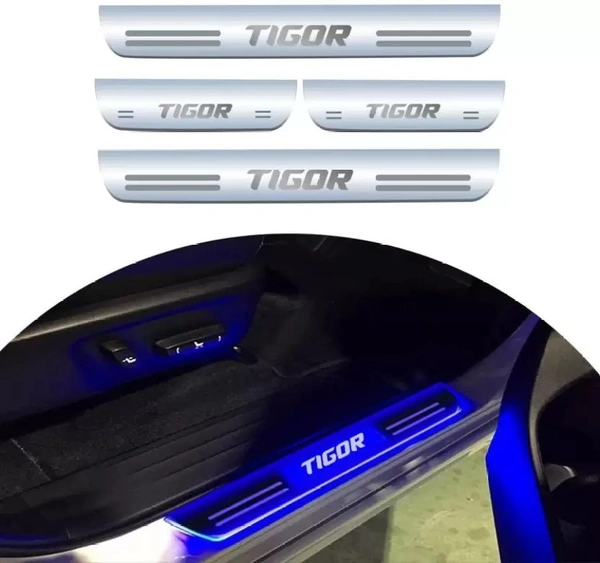 Motowav  Tata Tigor Car Door Led foot step Light Acrylic Sill Plate(Blue)(Set of4Pcs) Door Sill Plate - Free Size, Blue, New, Plastic
