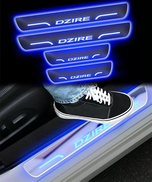 Motowav  CARZEX Premium High Quality With Mirror Finish Car Door Foot Step LED Sill Plate for .(Set of 4 Pcs) Door Sill Plate - Free Size, Blue, New, Plastic