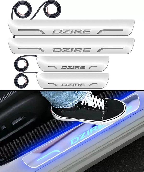 Motowav  CARZEX Premium High Quality With Mirror Finish Car Door Foot Step LED Sill Plate for .(Set of 4 Pcs) Door Sill Plate - Free Size, Blue, New, Plastic