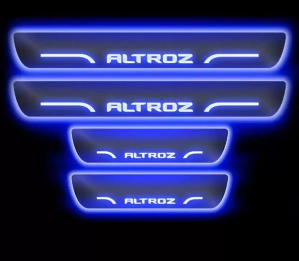 Motowav  RohanEshop Tata Altroz car door foot step led scuff sill plate Door Sill Plate - Free Size, Blue, New, PLastic