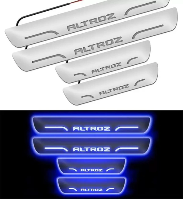 Motowav  RohanEshop Tata Altroz car door foot step led scuff sill plate Door Sill Plate - Free Size, Blue, New, PLastic