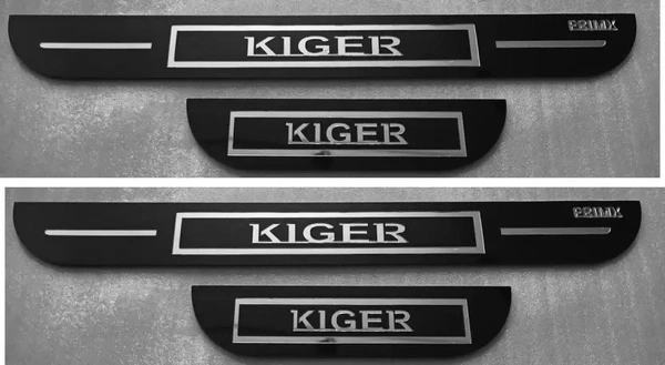 Motowav RAAS COLLECTION Without Light Black and Silver Acrylic Unbreakable Base for car door sill plates/scuff plates/footsteps/kicking plates Compatible with KIGER(Set of 4 pc) Door Sill Plate - Free Size, Blue, New, Plastic