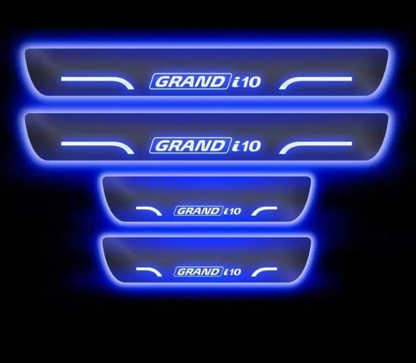Motowav RohanEshop Hyundai Grand i10 car door foot step led sill plate Door Sill Plate - Free SIze, Blue, New, Plastic